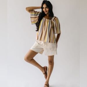 Piper and Scoot the Landa Striped Blouse In Multi, Size L, NWT